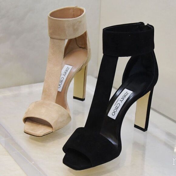 Jimmy Choo Bethel 100 black ankle strap open toe suedestrappy heels 38 - Picture 4 of 16